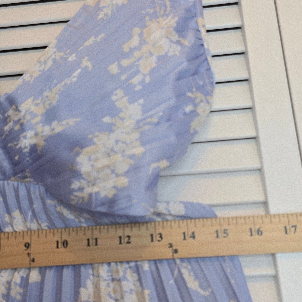 ABERCROMBIE & FITCH Giselle Pleated Cutout Maxi Dress Sz M Blue Floral Fairycore - Picture 14 of 16